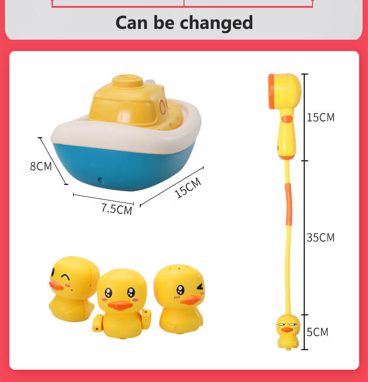 Electric Duck Baby Shower Bath Toys Water Spray Toys-Rotate Boat with 3 Fountain Methods Ducks, Sprinkler Shower Bathtub Toys