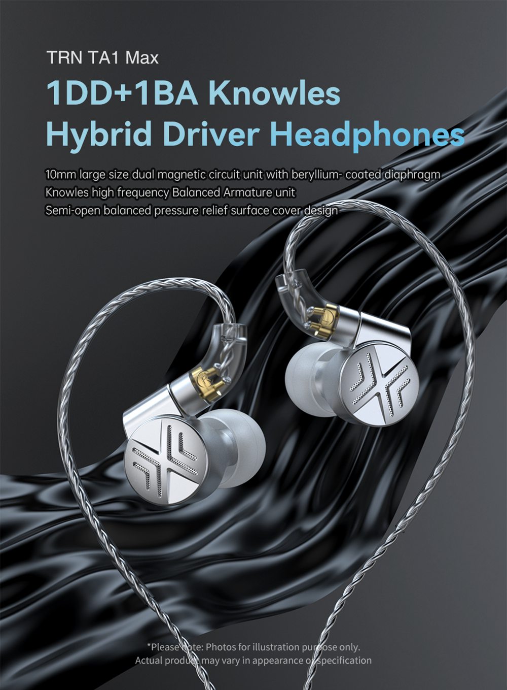 TRN TA1 Max Hybrid Driver Earphones-1