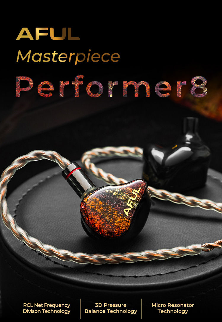 AFUL Acoustics Performer 8/Performer8 1DD+ 7BA Driver in-Ear Monitors,  Masterpieces Hybrid Drivers IEMs in-Ear Earphones with Easy Driveability  (4.4mm