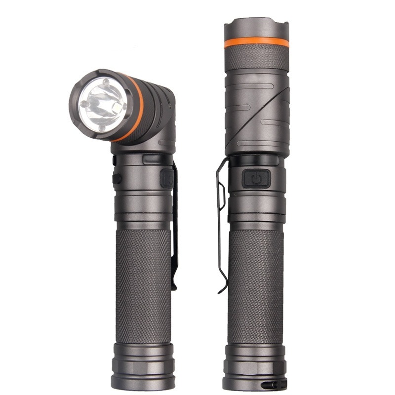 Led Torch Usb Rechargeable Powerful 1200 Lumen Flashlight, 90 Degree Rotatable,ip65 Waterproof For Hunting Outdoor, Black_voghion.com