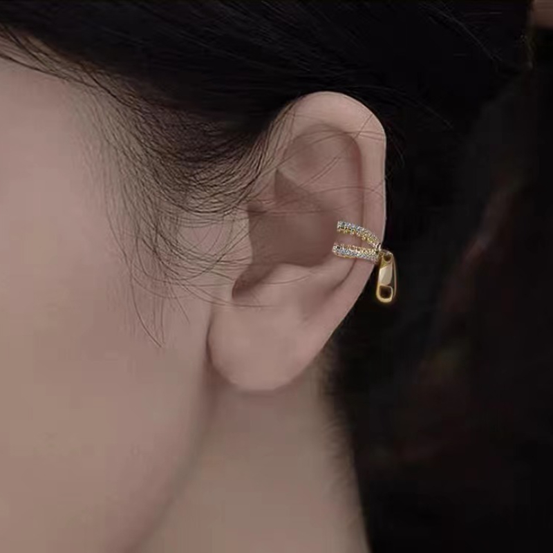 Single Zipper Ear Clip Simple Cool Retro Sweet Ear Clip Without Ear Holes._voghion.com