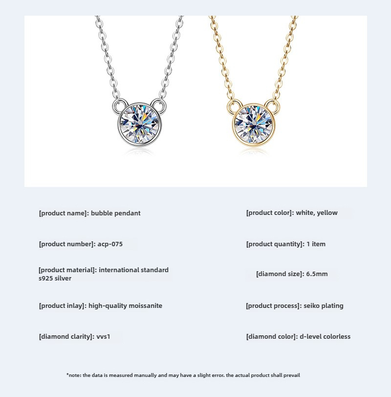 Trendy S925 Silver Necklace Chain with Moissanite Pendant for Women - Fashion Design Ins Style Silver Jewelry pendant necklace for women pendant necklace pendant necklace pendant design