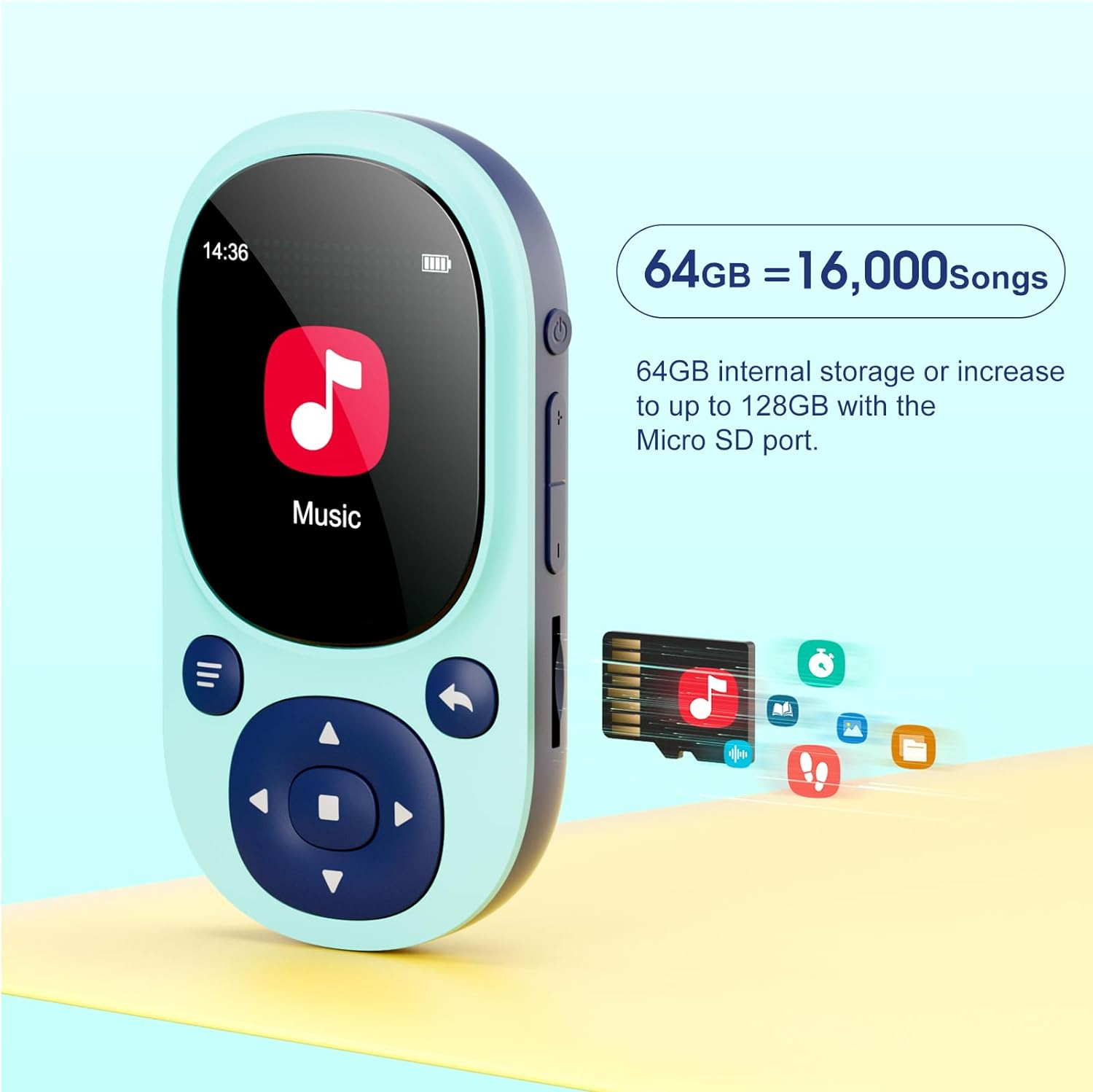 thumbnail image 4 of Bluetooth 5.3, mini reproductor de música portátil con grabación de radio fm, reproductor de música infantil mp3 con podómetro MP3 y reproductor mp4, 4 of 7