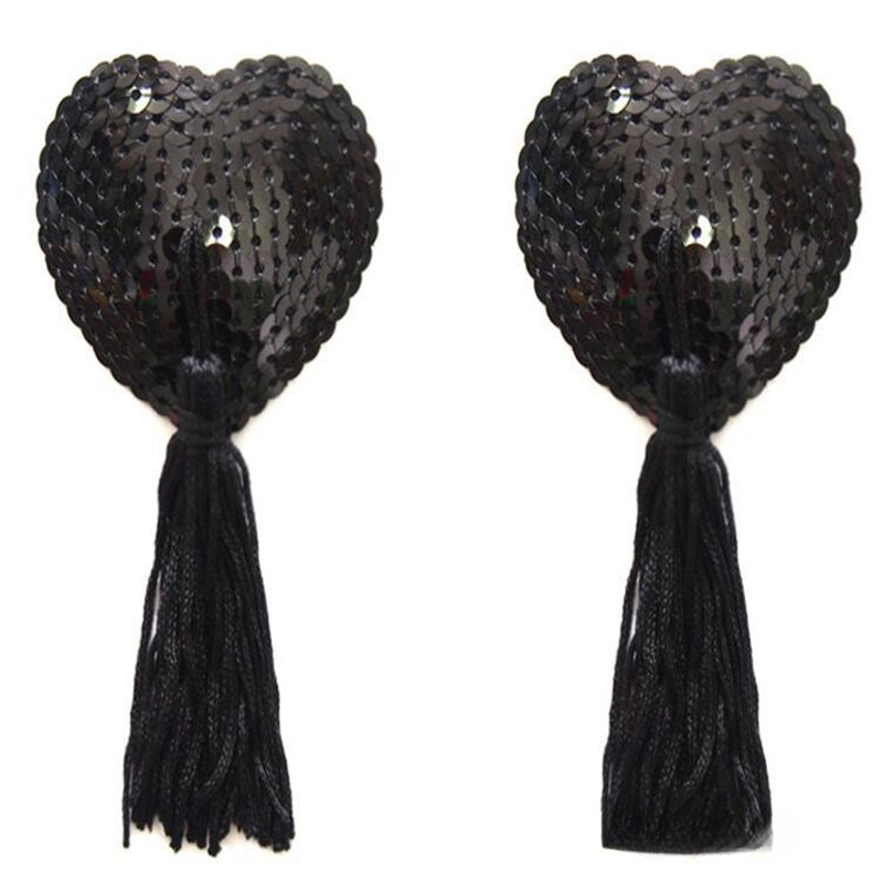 Lenjerie sexy cu ciucuri în formă de inimă, cu paiete, autocolante pentru sfârcuri, accesorii sexy pentru lenjerie intimă, anti-expunere_voghion.com