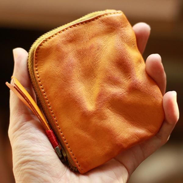 Vintage Leather Zipper Cards Holder Coin Wallet – retrosea