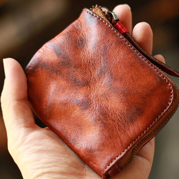 Vintage Leather Zipper Cards Holder Coin Wallet – retrosea