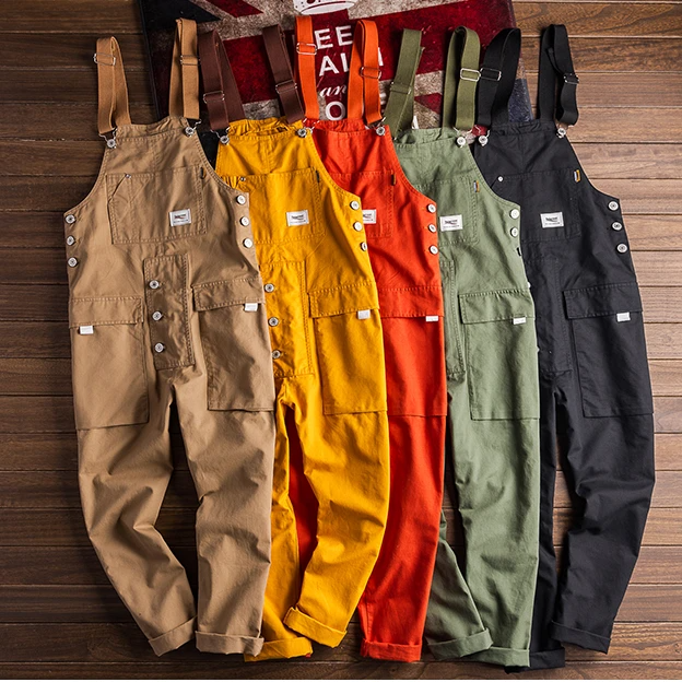 Mens Pants CARGO FLARE PANTS Pocket Ribbon Overalls Micro Casual