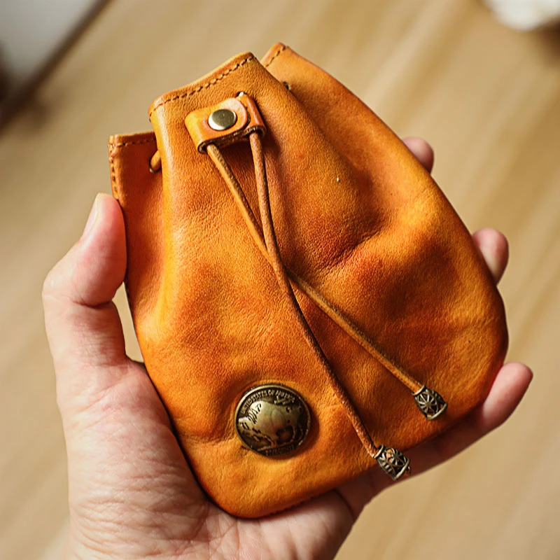 Leather Bag For Storing The Money And Coins Stock Photo - Download