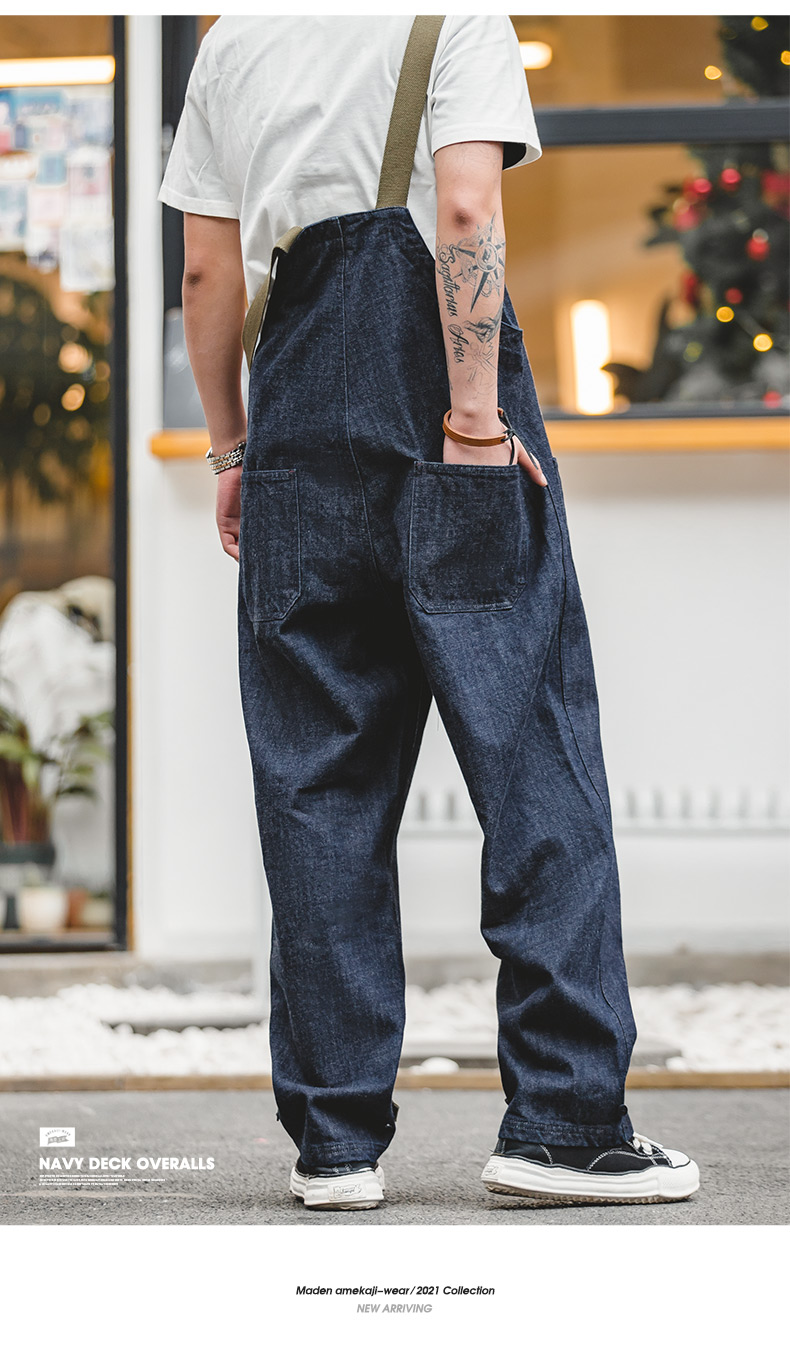 Retro Cotton Denim Navy Deck Overalls – Martboutique