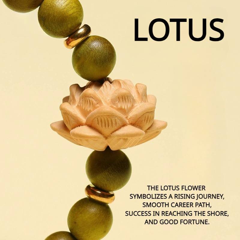 Green Sandalwood Lotus Good Luck Prayer Bead Bracelet for attracting good luck and protection0