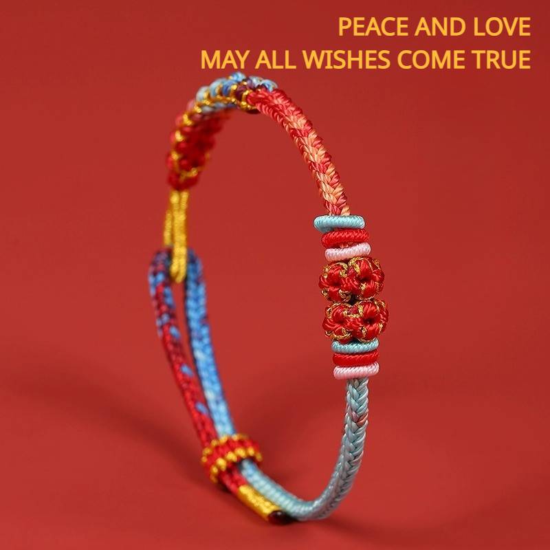 Peaceful Love Gradual Change Peach Blossom Woven Bracelet for good luck, protection, and love3