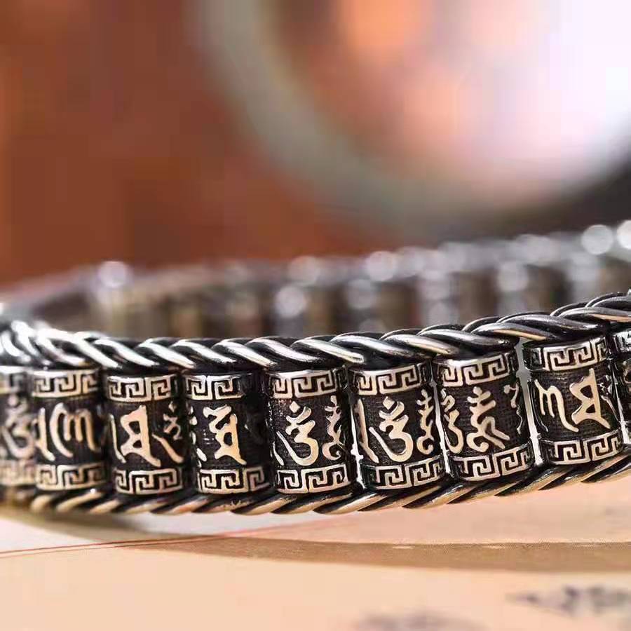 Six-Syllable Mantra Rotating Prayer Wheel Bracelet for good luck and protection5
