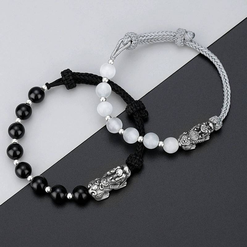 Pixiu Couple Bracelet 999 Fine Silver for attracting good luck, protection, wealth, and success3