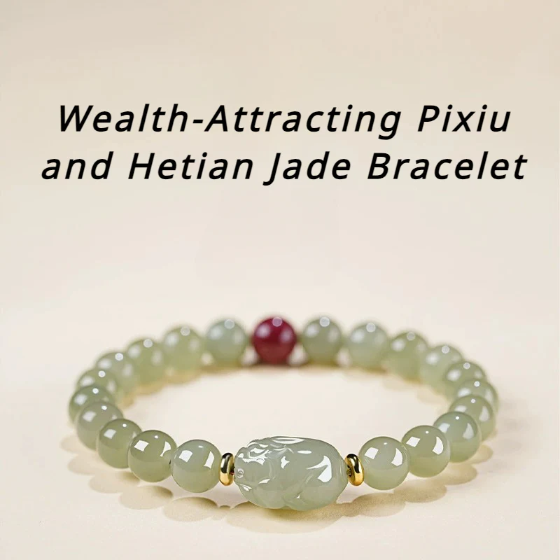 Wealth-Attracting Pixiu and Hetian Jade Bracelet for good luck, protection, wealth, and success6