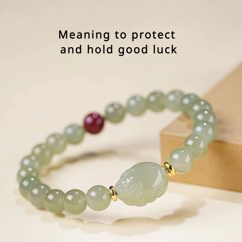 Wealth-Attracting Pixiu and Hetian Jade Bracelet for good luck, protection, wealth, and success4