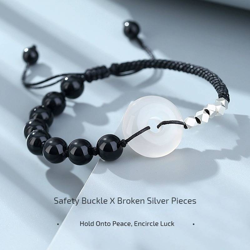 Black Obsidian Peace Buckle Bracelet for attracting good luck, protection, and health4
