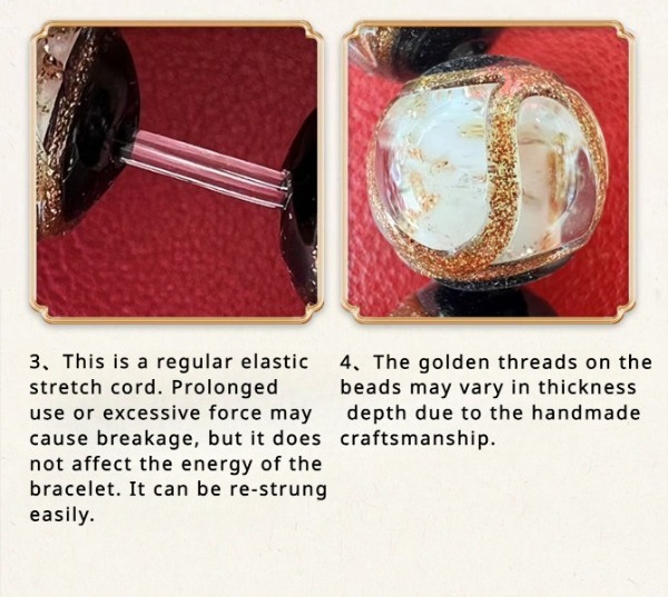 Gold Swallowing Beast Incense Ash Liuli Bracelet for Health, Good Luck, Protection, Buddhist Guardian, and Wealth1