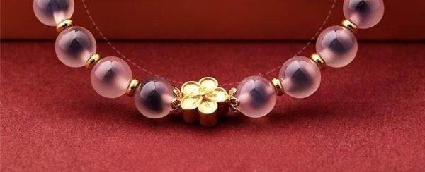 Semi-Sugar Gold Foil Five-Petal Flower Bracelet for attracting good luck, protection, wealth, and health0
