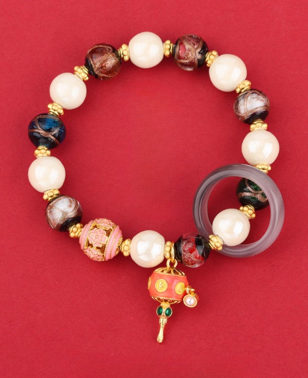 Incense Ash Liuli Ceramic Prayer Wheel Bracelet for good luck, protection, Buddhist Guardian, wealth, and health3