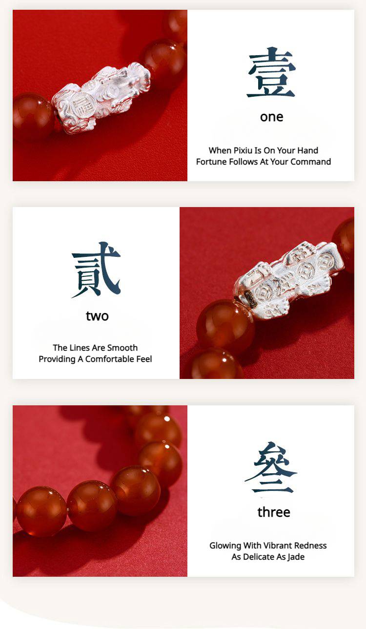 Natural Red Agate Silver Pixiu Bracelet for attracting good luck, protection, Buddhist Guardian, wealth, and health5