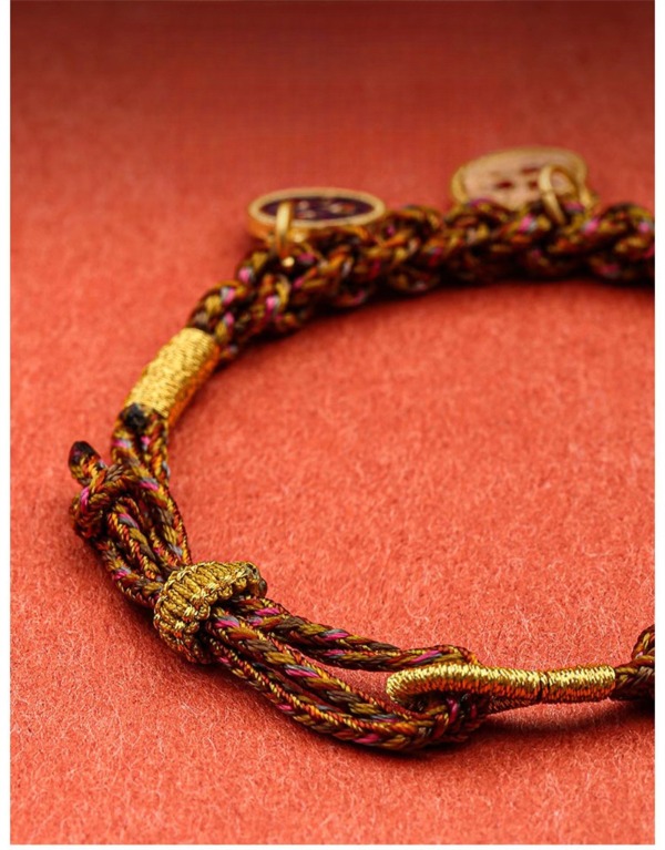 Tibetan Five Wealth Gods Braided Bracelet for good luck, protection, and health0