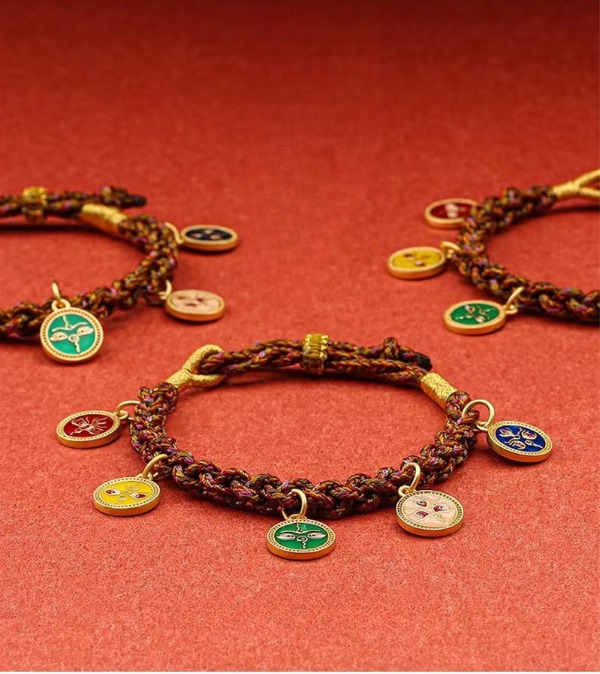 Tibetan Five Wealth Gods Braided Bracelet for good luck, protection, and health1