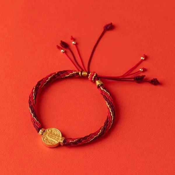 Tibetan Five Wealth Gods Vajra Knot Braided Bracelet for good luck, protection, Buddhist guardianship, wealth, and health0