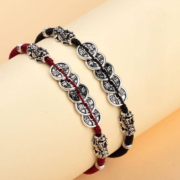 Five Emperors Coin Pixiu Braided Bracelet for attracting good luck, protection, wealth, and health with Buddhist Guardian4