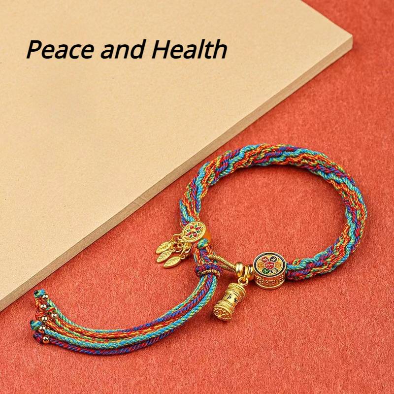 Tibetan Style Braided Bracelet with Six-Syllable Mantra for attracting good luck, protection, wealth, and health6