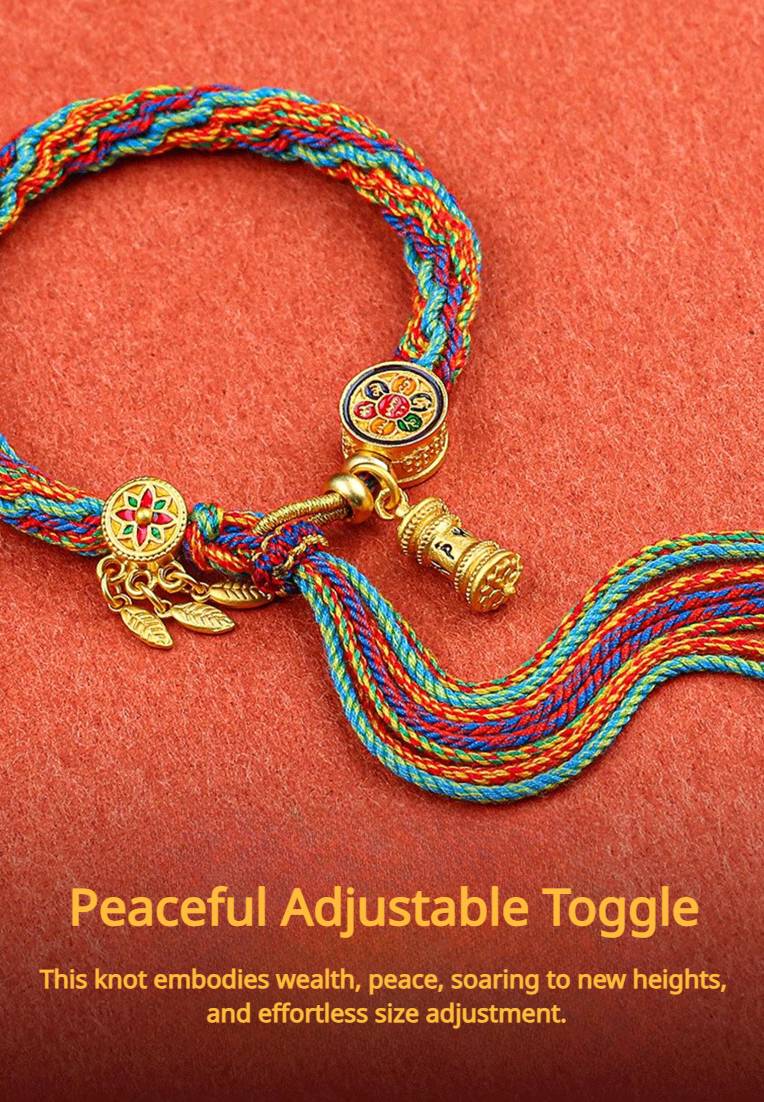 Tibetan Style Braided Bracelet with Six-Syllable Mantra for attracting good luck, protection, wealth, and health2