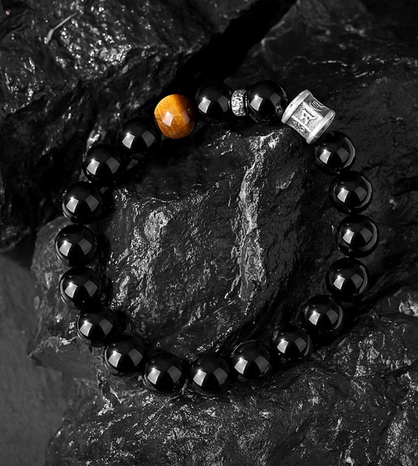 Six-Character Mantra Bracelet with Tiger's Eye for Good Luck, Protection, Buddhist Guardian, Wealth, and Health2