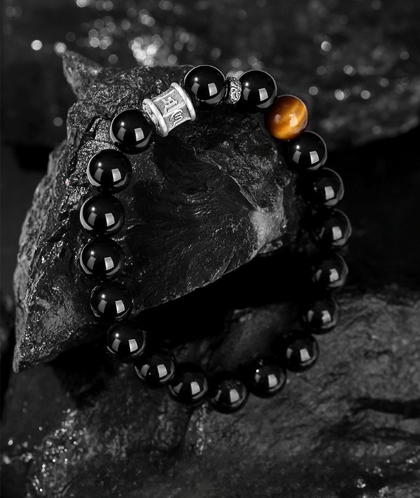 Six-Character Mantra Bracelet with Tiger's Eye for Good Luck, Protection, Buddhist Guardian, Wealth, and Health4