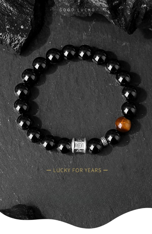 Six-Character Mantra Bracelet with Tiger's Eye for Good Luck, Protection, Buddhist Guardian, Wealth, and Health3