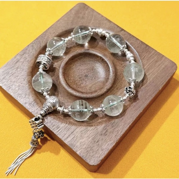 Natural Green Phantom Crystal Bracelet for good luck, protection, Buddhist Guardian, wealth, and health3