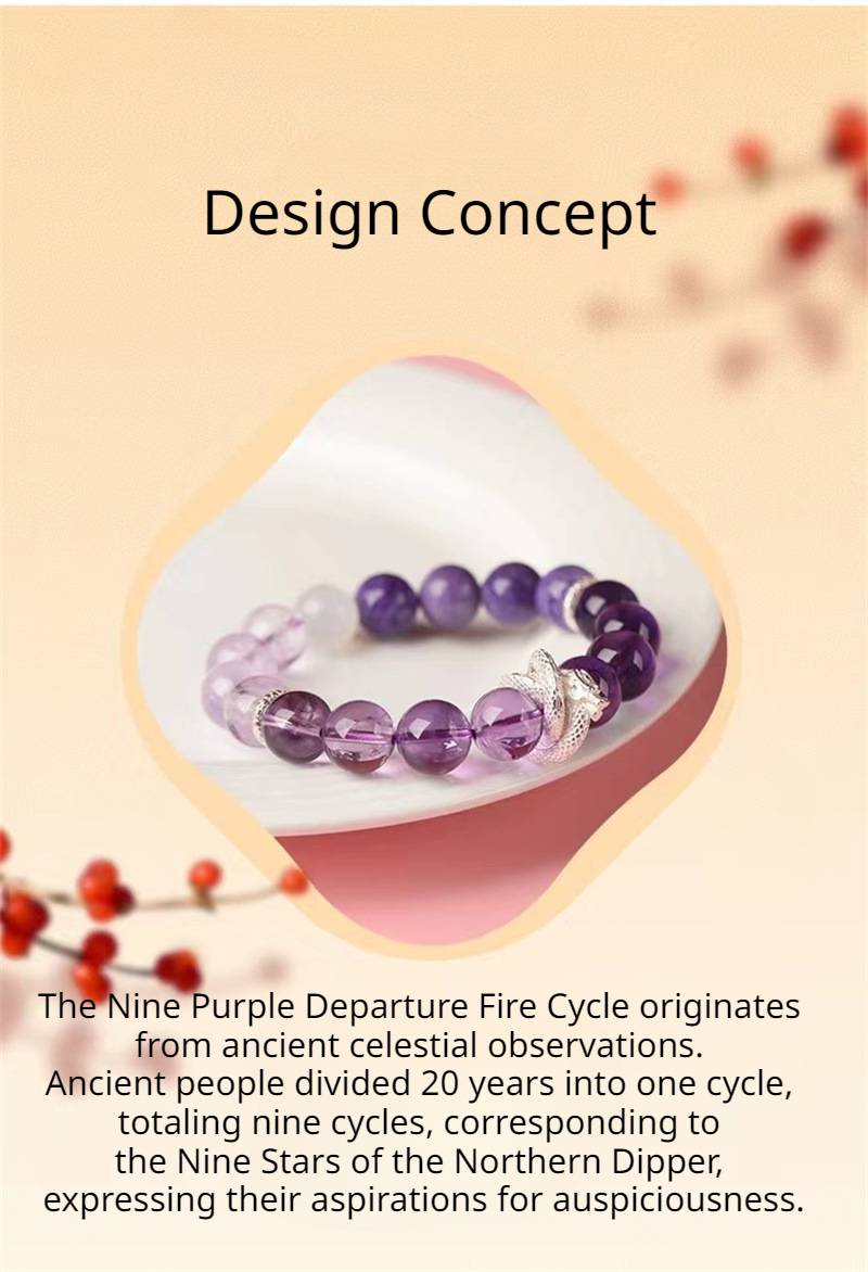 Nine Purple Departure Fire Amethyst Bracelet for attracting good luck, protection, Buddhist Guardian blessings, wealth, and health2