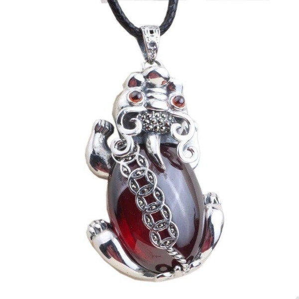 Garnet Wealth-Attracting Pixiu Necklace for good luck, protection, and health with Buddhist Guardian symbolism4