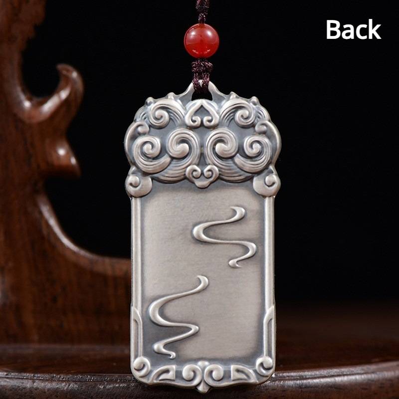 Wealth-Attracting Pixiu Square Pendant for good luck, protection, and health with Buddhist Guardian symbolism0