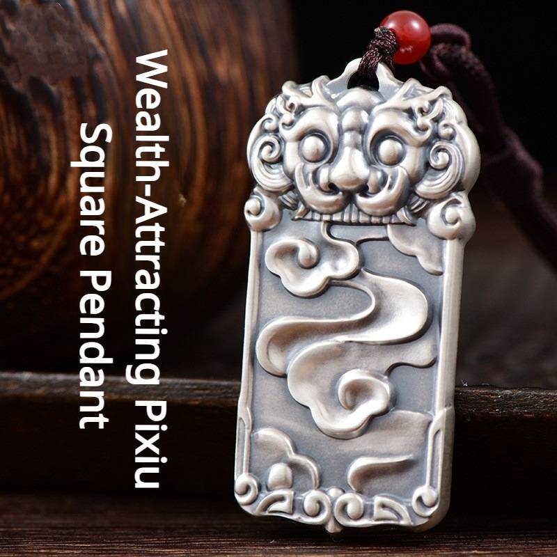 Wealth-Attracting Pixiu Square Pendant for good luck, protection, and health with Buddhist Guardian symbolism5