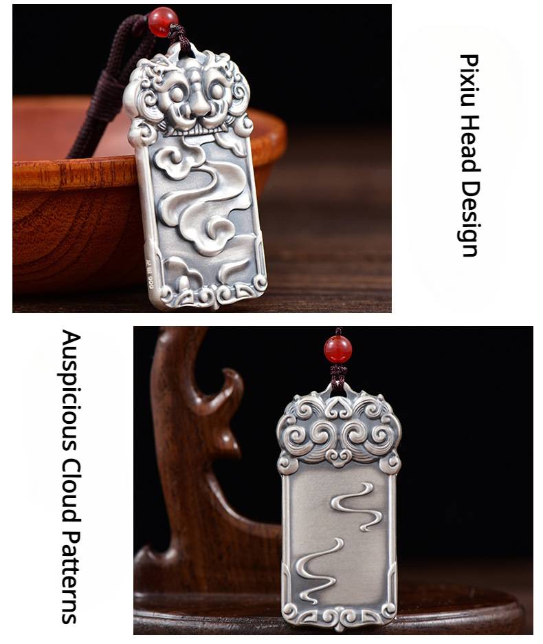 Wealth-Attracting Pixiu Square Pendant for good luck, protection, and health with Buddhist Guardian symbolism2