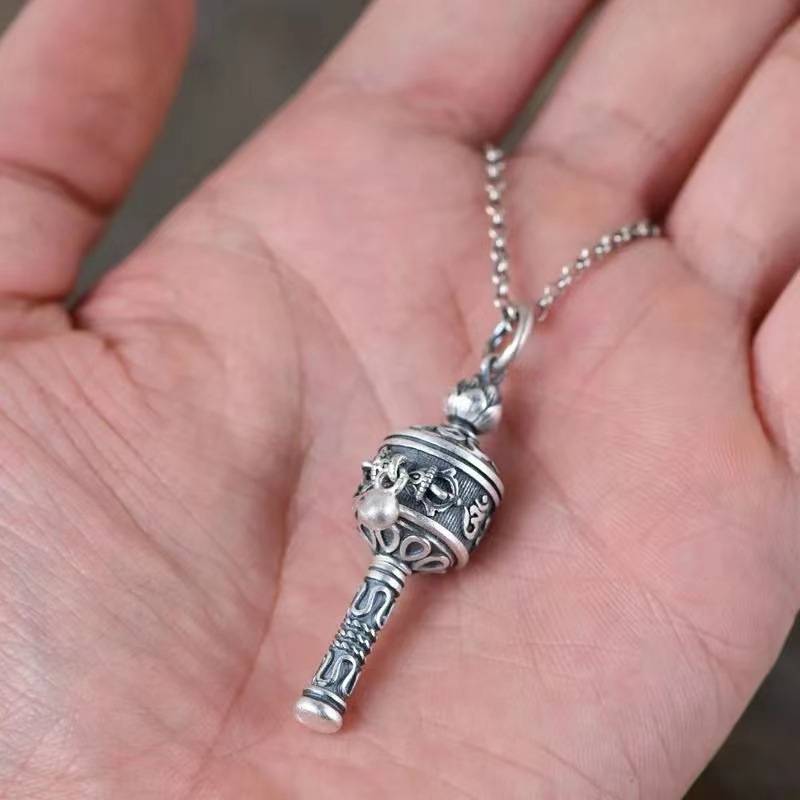 Six-Syllable Mantra Prayer Wheel Pendant for good luck, protection, wealth, and health4