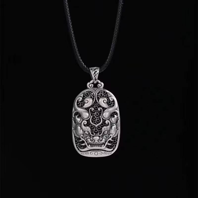 Hollow Pixiu Pendant Necklace for attracting good luck, protection, Buddhist Guardian, wealth, and health6