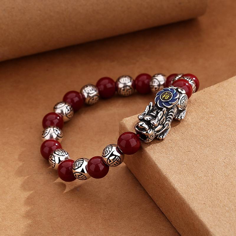 Cloisonné Pixiu Cinnabar bracelet for prosperity, good luck, protection, wealth, and health with Buddhist guardian5