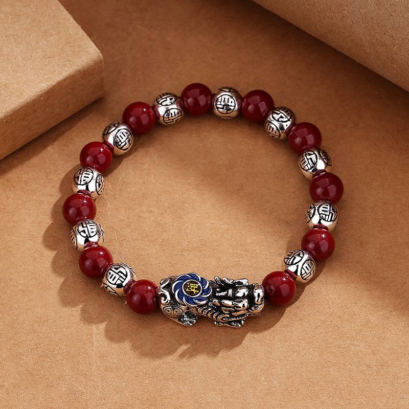 Cloisonné Pixiu Cinnabar bracelet for prosperity, good luck, protection, wealth, and health with Buddhist guardian3