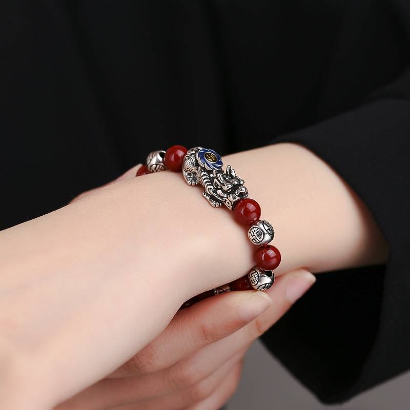 Cloisonné Pixiu Cinnabar bracelet for prosperity, good luck, protection, wealth, and health with Buddhist guardian1