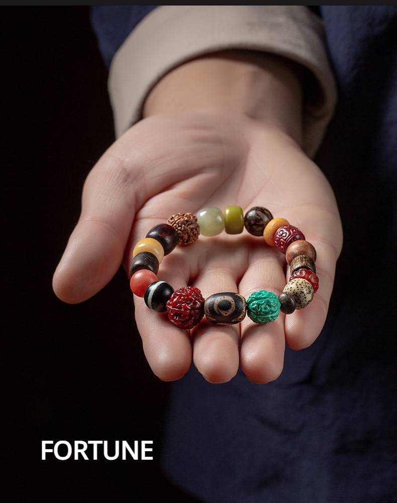 Prosperous Fortune Multicolored Bead Bracelet for attracting good luck, protection, wealth, and success0