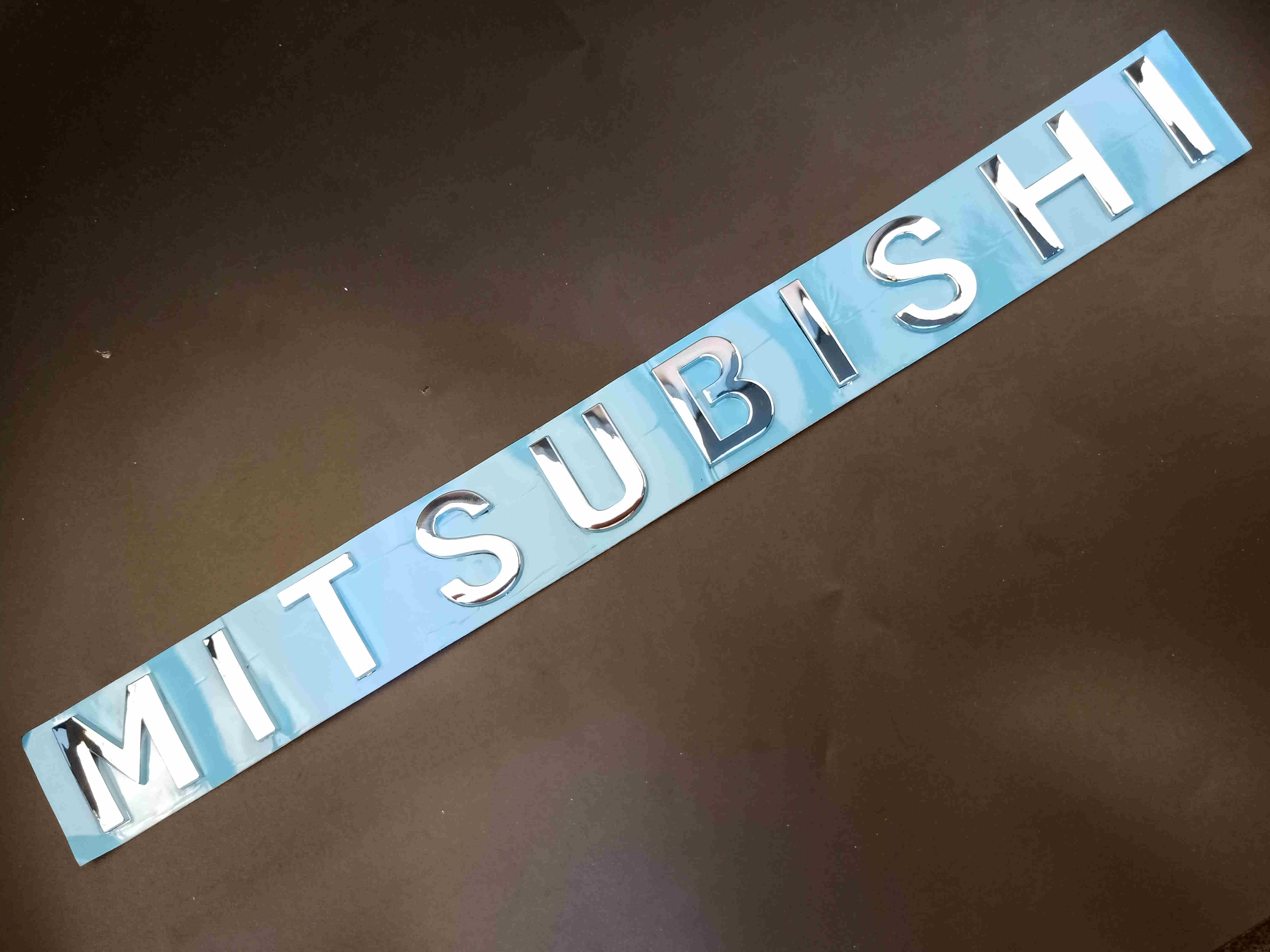Mitsubishi Logo Shiny Silver Car 3D Letters Front Hood Emblem Logo