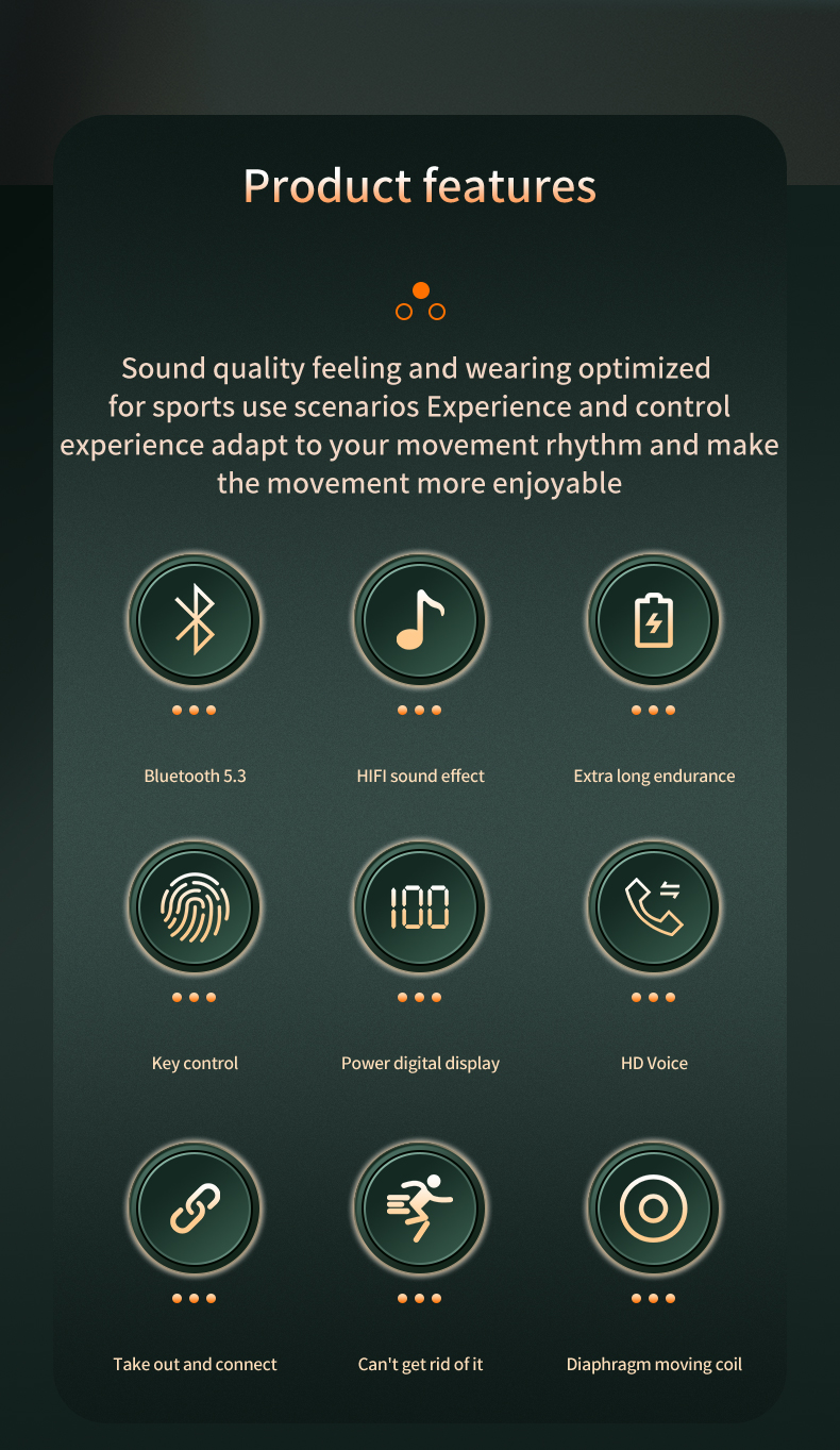 Kabellose Ohrhörer, Bluetooth-Kopfhörer, Sport, Bluetooth 5.3, Over-Ear-Kopfhörer, mit Mikrofon mit Geräuschunterdrückung, wasserdichtes Headset für Training/Laufen/Fitnessstudio_voghion.com