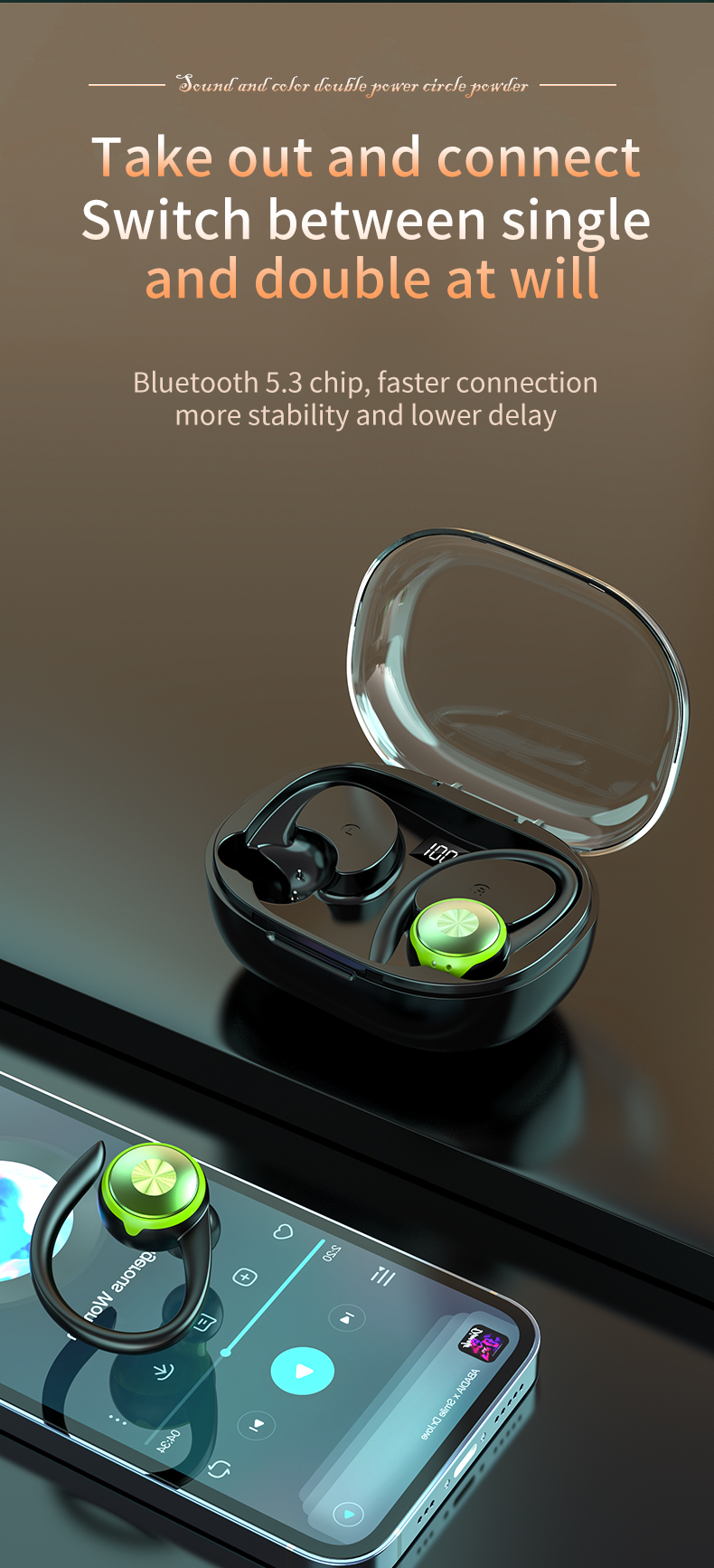 Kabellose Ohrhörer, Bluetooth-Kopfhörer, Sport, Bluetooth 5.3, Over-Ear-Kopfhörer, mit Mikrofon mit Geräuschunterdrückung, wasserdichtes Headset für Training/Laufen/Fitnessstudio_voghion.com