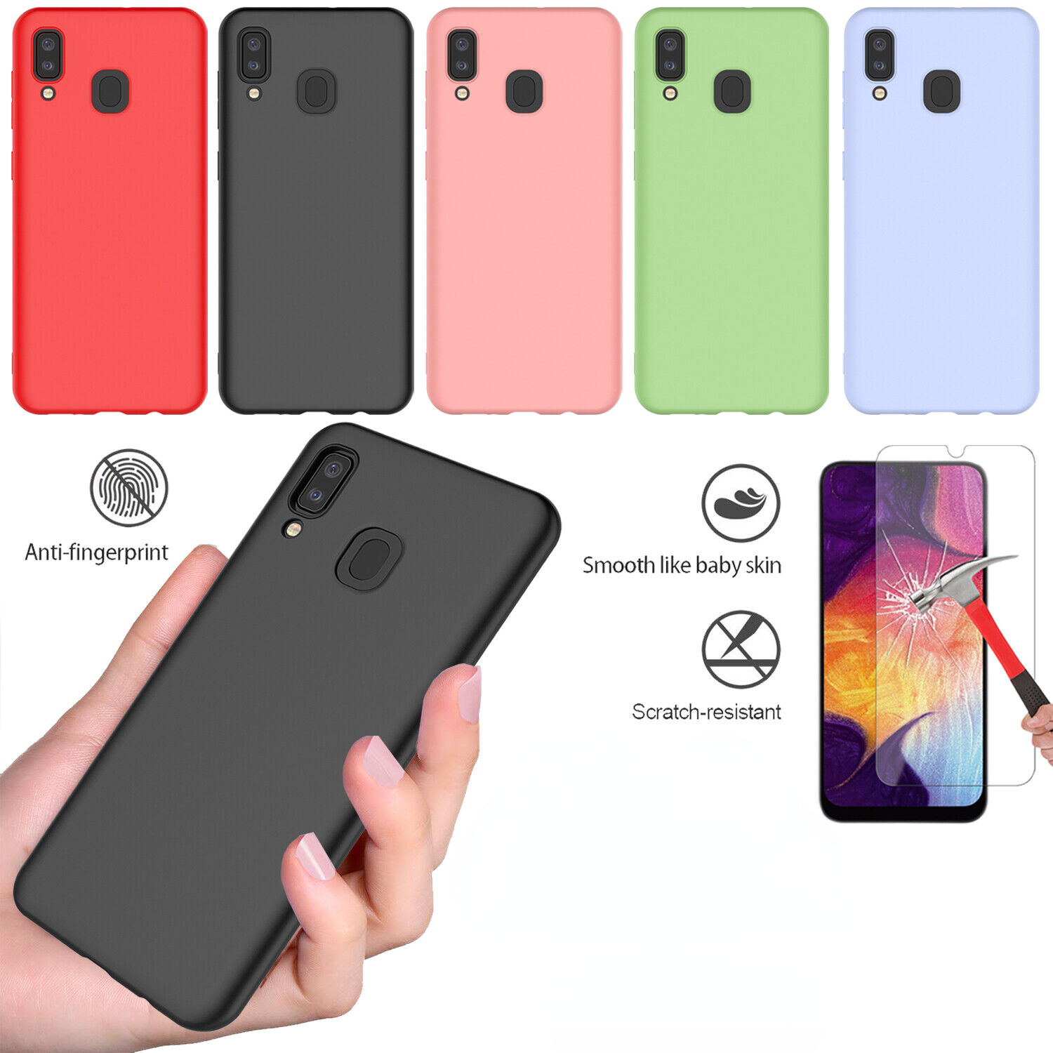 For Samsung Galaxy A20 A30 A50 Shockproof Silicone Case Cover +Screen Protector | eBay For Samsung Galaxy A20 A30 A50 Shockproof Silicone Case Cover +Screen Protector | eBay