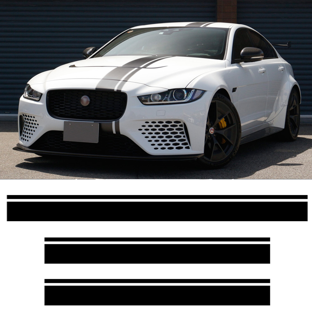 SV Project 8 Hood Roof Racing Sport Decal Stripes For Jaguar XE XF